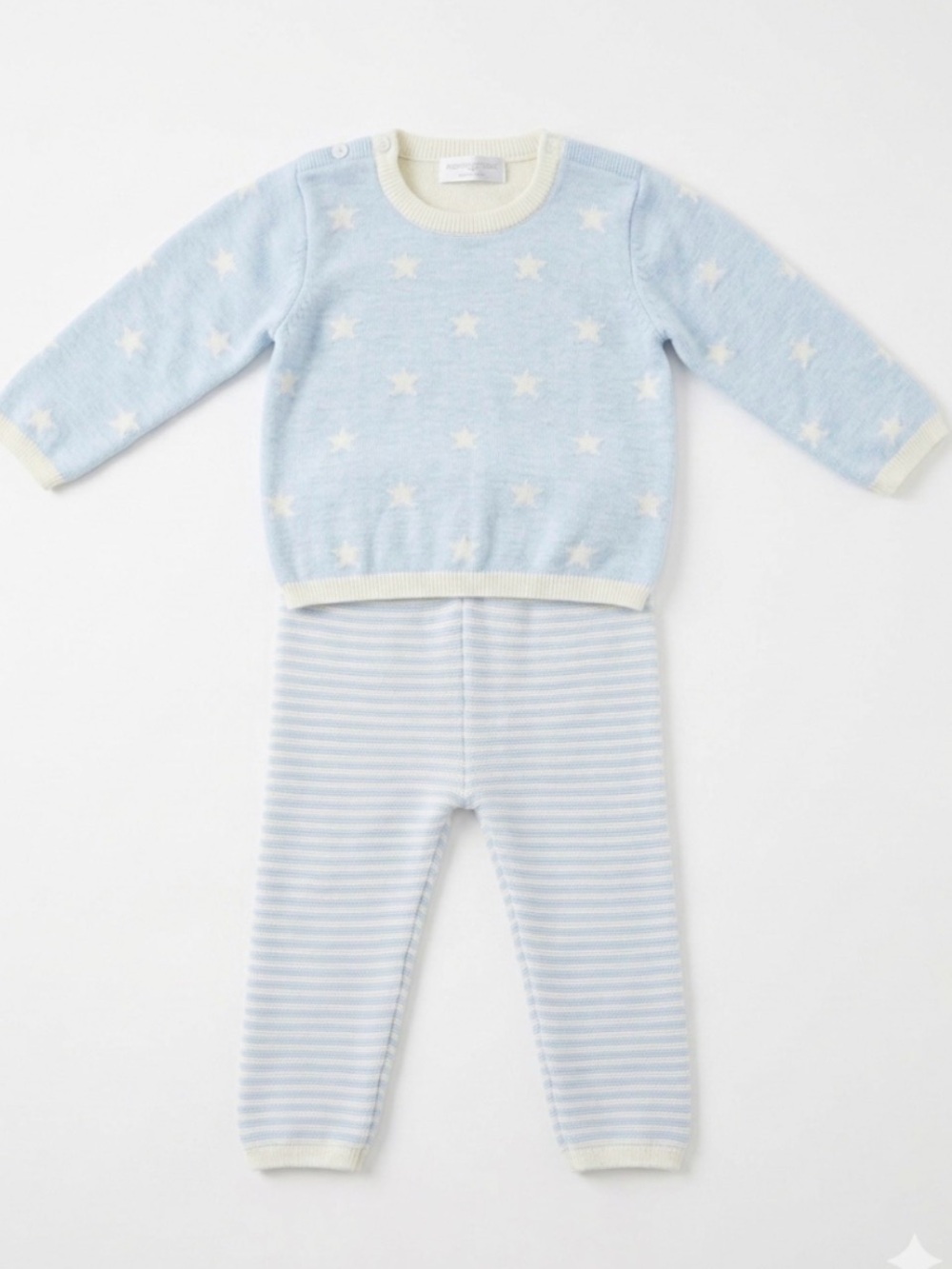 Mayoral Light Blue and White Star Knit Sweater Set